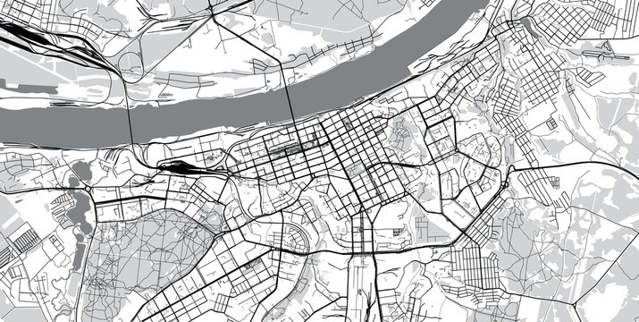 Urban vector city map of Perm, Russia
