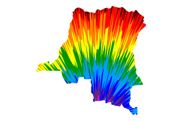 Congo - map is designed rainbow abstract colorful pattern, Democratic Republic of the Congo (DR Congo, East Congo, DRC, DROC, Congo-Kinshasa) map made of color explosion,