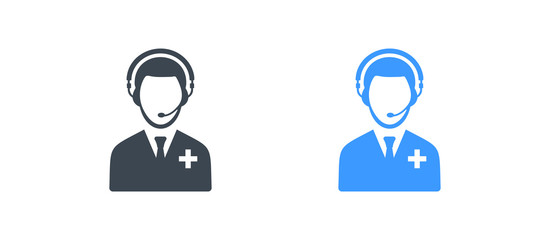 Medical call center icon - health support sign - Glyph vector