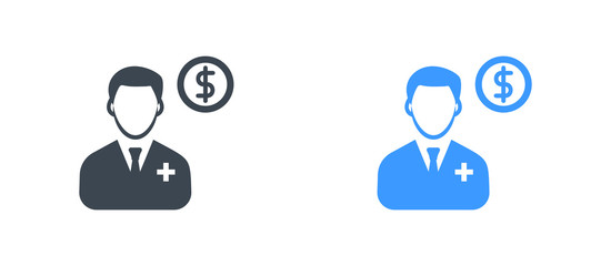Doctor Finance Icon - Medical finance glyph sign - vector