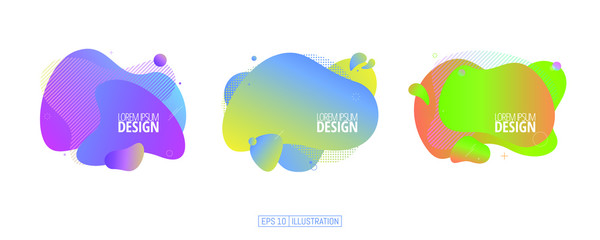 Set of abstract geometric banners. Liquid shapes background elements. Templates for banner, brochure, book cover, booklet, applications or web  design. Vector illustration.