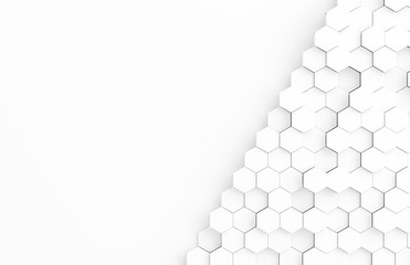 White hexagone background pattern 3D rendering
