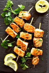 Barbecue salmon skewers