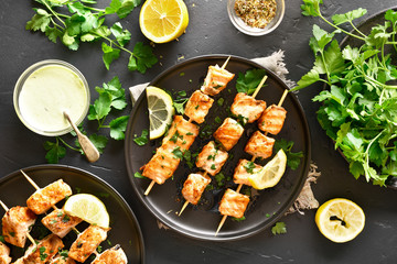 Barbecue salmon skewers