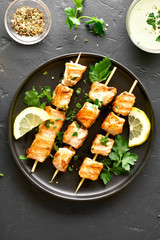 Barbecue salmon skewers