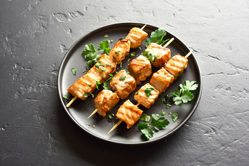Barbecue salmon skewers