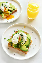 Poached eggs on toasted bread
