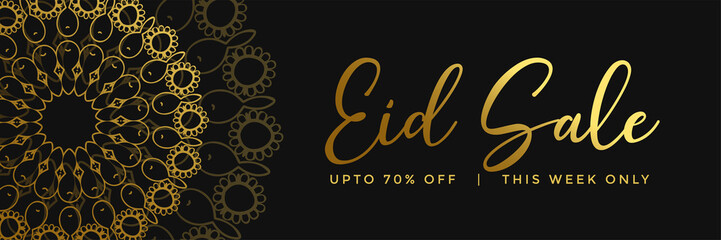 golden islamic mandala style eid sale banner