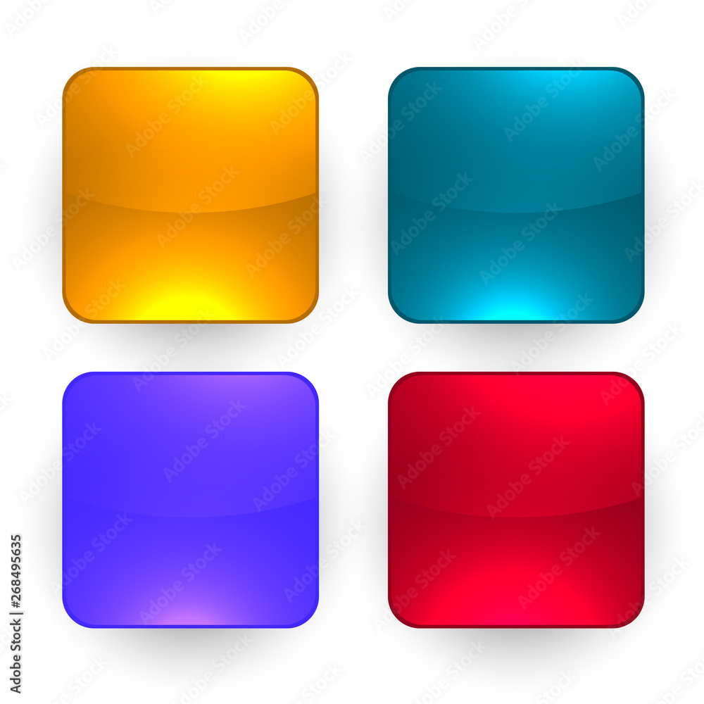 Wall mural four glossy empty buttons set