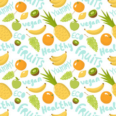 Healthy Food Pattern on white background