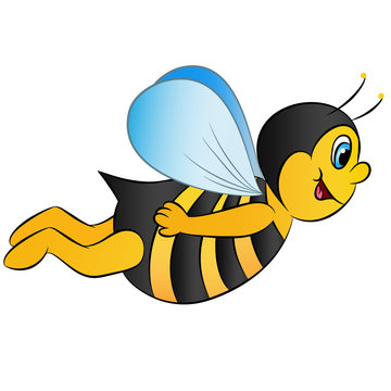 cartoon smiling flying bee on a white background vector
