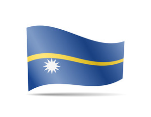 Waving Nauru flag in the wind. Flag on white vector illustration