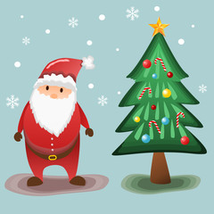 santa claus with pine tree