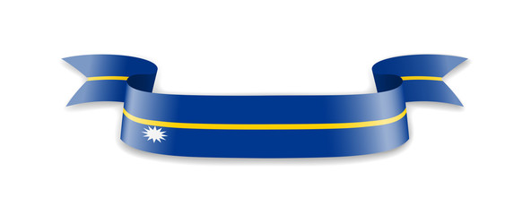 Nauru flag in the form of wave ribbon.