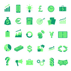 Set of vector business symbol icons. Isolated.
