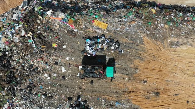 Plastic garbage dumped in landfill. Plastic trash is dumped in Malaysia. Environmental problem because of no recycling