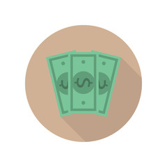 vector image of flat icon of three dollar bills