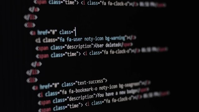 HTML Web Page Code Scrolling Programming code abstract technology background for software developer and Computer script concept