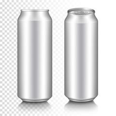 Realistic aluminum can set, isolated on transparent background.