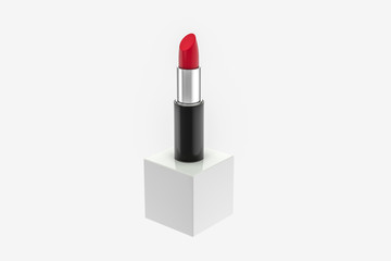Lipstick with light color background, product photography, 3d rendering.