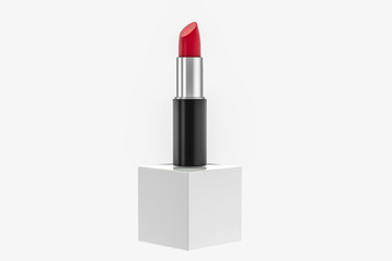 Lipstick with light color background, product photography, 3d rendering.