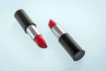 Lipstick with light color background, product photography, 3d rendering.