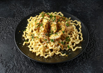 Artichoke hearts and lemon pasta with parmesan cheese and parsley