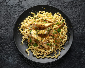 Artichoke hearts and lemon pasta with parmesan cheese and parsley