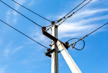 High voltage electricity pylon with wires