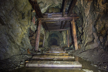 Underground mineshaft gold iron ore tunnel