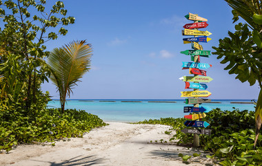 Different world directions signpost