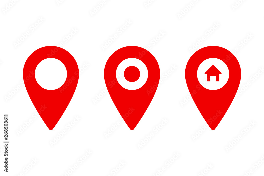 Poster set of pointer icons or pins for map. sign of navigation or location isolated on white background.