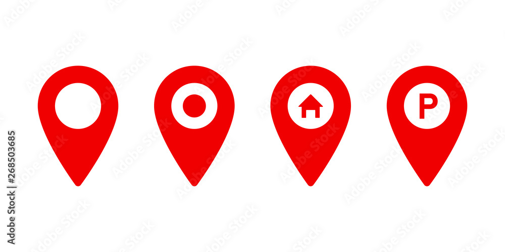 Poster set of pointer icons or pins for map. sign of navigation or location isolated on white background.