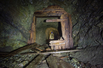 Underground mineshaft gold iron ore tunnel