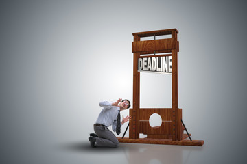 Businessman in deadline concept with guillotine