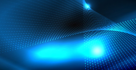 Obraz premium Glossy shiny glowing neon waves