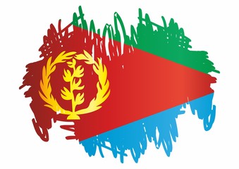 Obraz premium Flag of Eritrea, State of Eritrea, is a country in the Horn of Africa. Template for award design, an official document with the flag of Eritrea. Bright, colorful vector illustration.