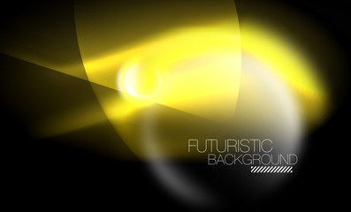 Blurred neon glowing round shapes, abstract circles and lights