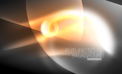 Blurred neon glowing round shapes, abstract circles and lights