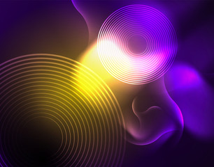 Fototapeta premium Shiny metallic neon waves vector design