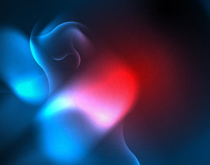 Neon glowing wave lines, blue hi-tech futuristic abstract background template