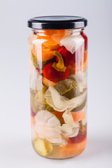 Canning Food Jars of Canned Vegetables Preserved in Glass Storage
