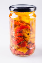 Canning Food Jars of Canned Vegetables Preserved in Glass Storage