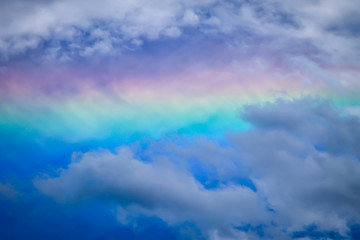 blue sky with rainbow clouds