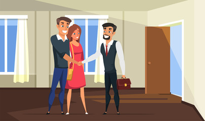 Realtor selling building to family illustration