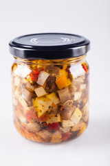 Canning Food Jars of Canned Vegetables Preserved in Glass Storage