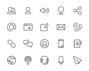 set of web icons, such as address, contact, social media, add friend, e-mail, app