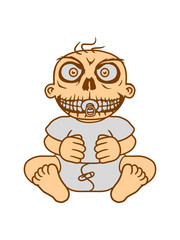 baby monster gesicht gruselig böse horro halloween hässlich lustig kind windel klein ohne kopf schwanger eltern sohn tochter clipart comic cartoon design cool