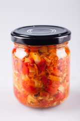 Canning Food Jars of Canned Vegetables Preserved in Glass Storage