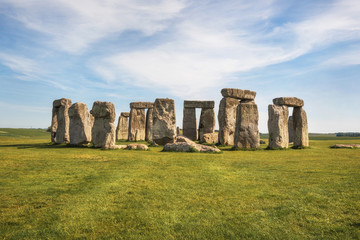 Stonehenge an ancient prehistoric stone monument near Salisbury, UK, UNESCO World Heritage Site . - obrazy, fototapety, plakaty